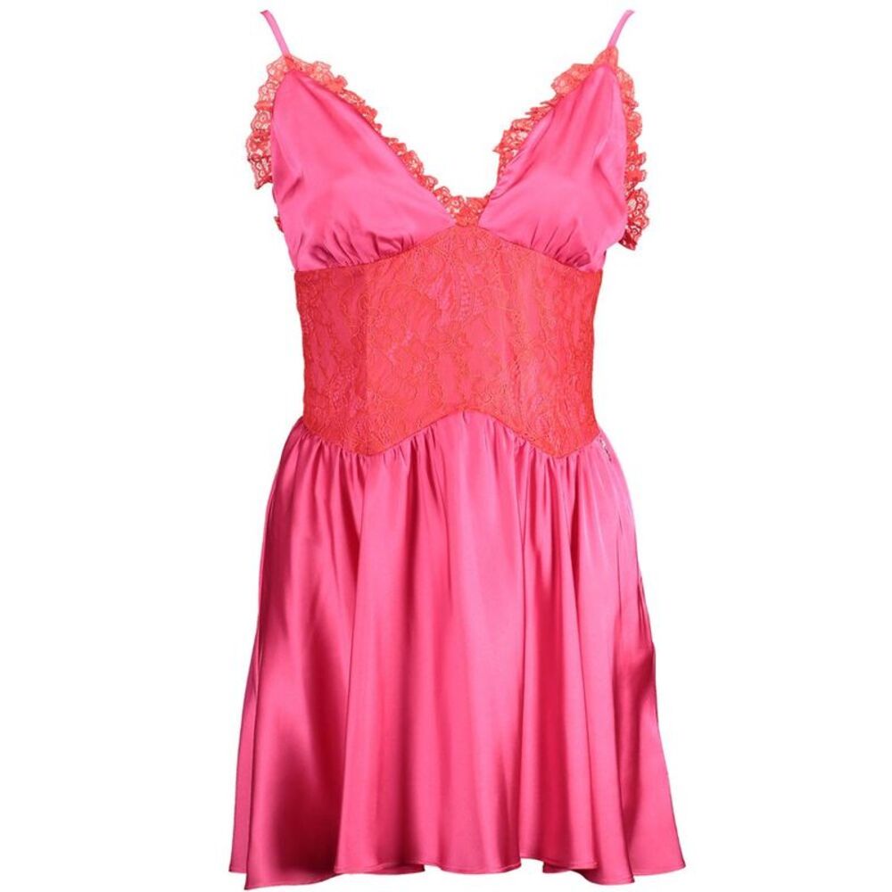 Gaelle Paris Pink Cotton Women Dress with Lace Women's Detail
